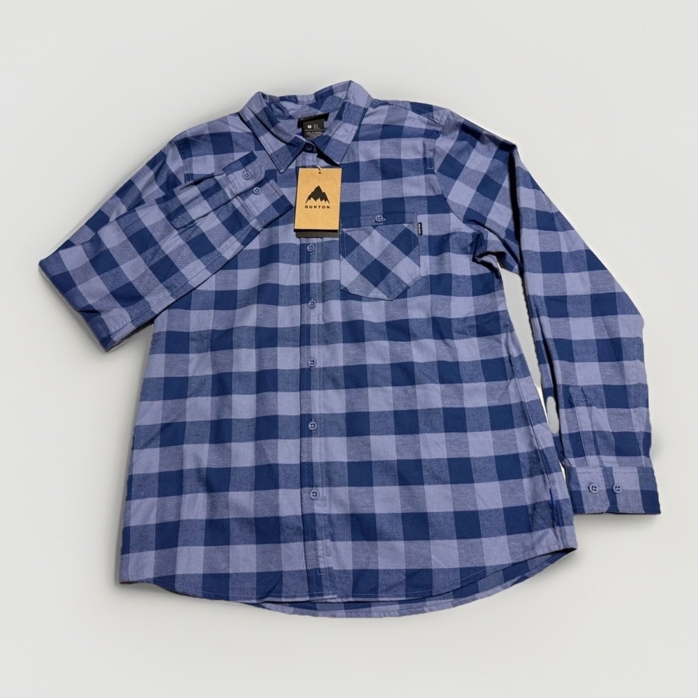 Burton Snowboards W Favorite‎ LS Flannel Shirt Women M Slate Blue NWT